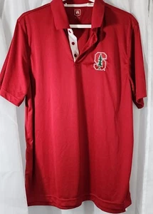 Stanford Cardinal Polo Golf Shirt Red Short Sleeve Mens Large - Imagen 1 de 7