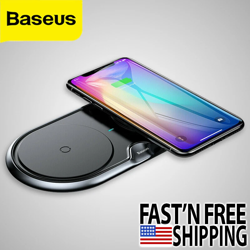 Baseus 10W Dual Wireless Charger Pad Fast Charging for iPhone 13 Samsung S20 S21 - Image 1 of 4