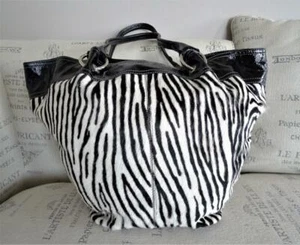 LAURA DI MAGGIO by Cianni Notario Leather Calf Hair Zebra Animal Print HANDBAG - Picture 1 of 12