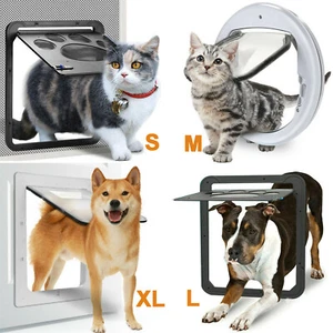 Pet Flap Door Dog Cat Magnetic Locking Sliding Screen Puppy Round Square Gate - Picture 1 of 16