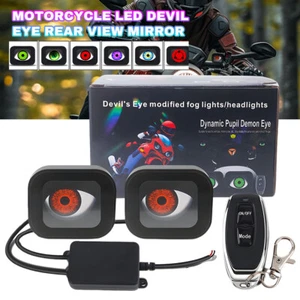 Conjunto dinámico de luces de lente ojos de diablo para automóvil 6 modos 12 V control remoto - Imagen 1 de 11