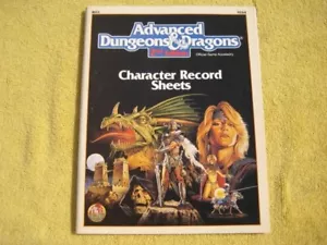 CHARACTER RECORD SHEETS Advanced Dungeons and Dragons 2nd Edition paperback 1989 - Picture 1 of 1