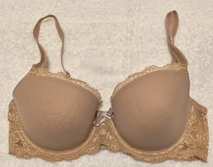 ☀ Victoria's Secret Dream Angels Lined Demi Lace Bra BEIGE Nude Vintage 34D #A - Picture 1 of 7