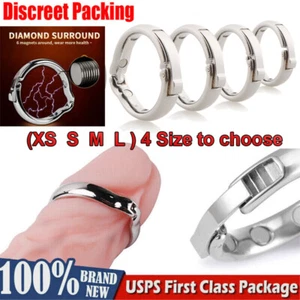 Magnetic Stainless Steel Metal Silver Cock Ring Enhancer Glans Rings Male Men - Picture 1 of 15