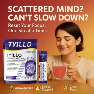 Mental Clarity & Stress Relief–Ashwagandha Raspberry Drink with Magnesium, 20cat - Picture 1 of 18