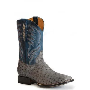 Botas para hombre Roper Oliver Full Quill suela híbrida avestruz hechas a mano gris - Imagen 1 de 2