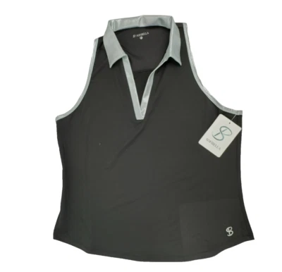 Sofibella Women Sleeveless Polo Shirt XL Black Silver Razorback Golf Tennis  NWT - Image 1 of 4
