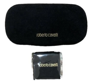 NEW!! Roberto Cavalli Black Clamshell Sun/Eyeglasses Case With Cleaning Cloth! - Picture 1 of 2
