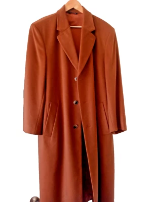 Faconnable Mens 100% Cashmere Overcoat Coat Cupro Lined Sz 52 L Long Brown - Image 1 of 4