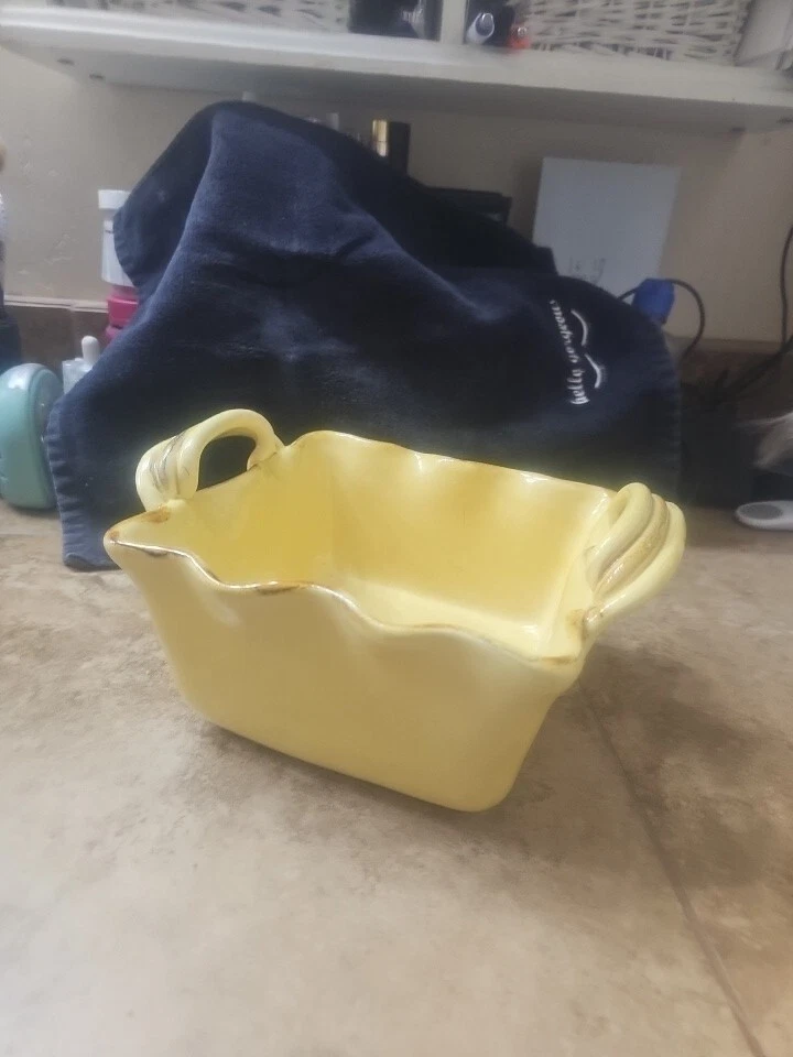 HECHO EN ITALIA Plato para hornear cuadrado de dos asas limón ligeramente agrietado Foto 1 de 3