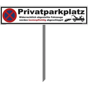 Parkplatz Schild - Privatparkplatz - 52 x 11 cm mit Pfosten Privatgrundstück - Bild 1 von 8