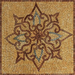 Mosaic Marble Oriental Pattern Square Tile Art Inlay - Picture 1 of 1