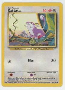 Rattata 61/102 Casi Como Nuevo Conjunto Base Común Tarjeta Pokémon 1999 WOTC - Imagen 1 de 7