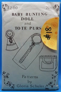 VINTAGE BABY BUNTING, DOLL & TOTE PURSE PATTERNS BY GLORIA SCHULER #18 1979 - Picture 1 of 1