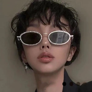 New Luxury Rhinestone Bling Oval Sunglasses Women Fashion Outdoor Shades Glasses - Picture 1 of 20
