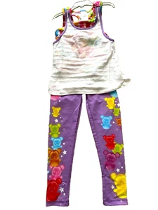 NWT Disney Mickey print Girls 2 pc outfit layered tank top leggings 5 6 years - Picture 1 of 7