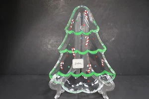 New W/O Box Gorham Crystal Winter Follies Christmas Tree Snack Candy Tray Dish  - Picture 1 of 5