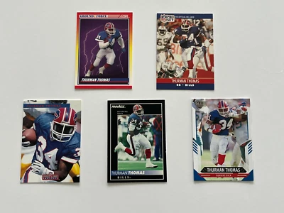 Thurman Thomas 5 Card Lot - 1991 Pro Set, 1992 Pinnacle, 2021 Score, +2 - HOF - Image 1 of 4