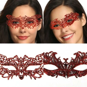 Eye Mask Red Stunning Venetian Masquerade Party Lace Fancy Dress Women Men New - Picture 1 of 5