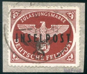 1944 Ägäis Deutsche Besetzung Franchise Inselpost schwarz auf Spl-Fragment - Bild 1 von 1