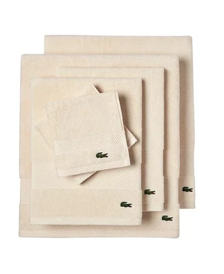 Lacoste Heritage Anti-Microbial Supima Cotton 6 Piece Bundle Towel,Chalk. - Image 1 of 2