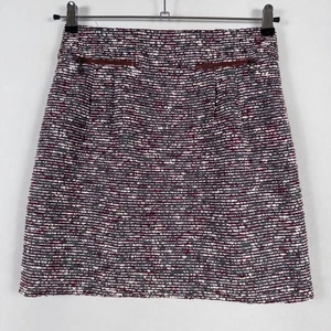 Falda LOFT Mujer 6 Borgoña Gris Crema Nubby Tweed Plisada Negocios Informal - Imagen 1 de 8