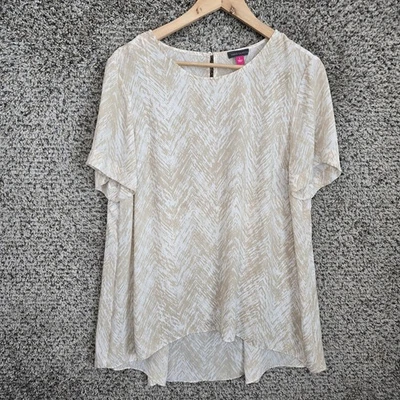 Vince Camuto Топ женщин большой бежевый декольте чистый блузка с коротким рукавом женщины - Изображение 1 из 4