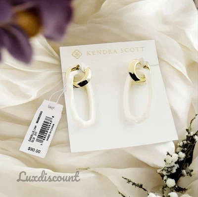 Kendra Scott Danielle Gold Convertible Link Earrings in Ivory Mother-of-Pearl. - Image 1 of 4