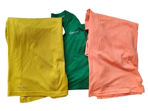 Lot (3) Nike Dri-Fit T-Shirts Green Yellow Orange 100% Poly Medium Gently Used - Picture 1 of 3