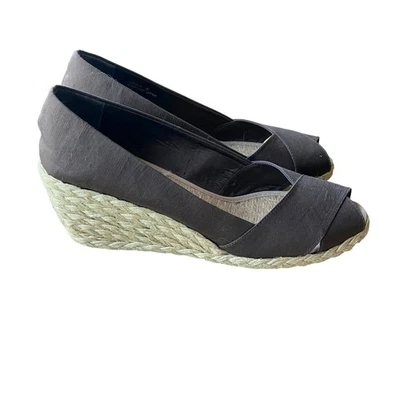 Alpargata de cuña Lauren Ralph Lauren marrón Shantung Peep Toe para mujer talla 9 nueva sin etiquetas Foto 1 de 4