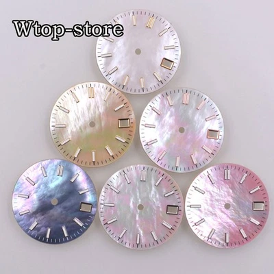 NH35 28.5mm Sea shell Watch Sterile Dial Green Luminous For NH35 NH36 Movement - Image 1 of 4