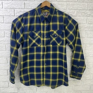 Camicia alta Dixxon flanella mira uomo blu medio giallo quadri bottoni perla snap - Foto 1 di 4