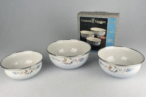 VTG Crowning Fashion Porcelain Enamel 3-Piece Mixing Bowl Set Johann Haviland - Picture 1 of 8