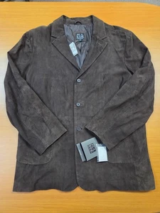 Jos A Bank Jacket Mens 2XL Dark Brown Goat Suede Blazer Coat Genuine Smooth New - Picture 1 of 14