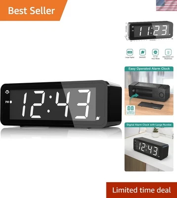 Alarm Clock, Large Display 1.8" LED Numbers, Adjustable Led Brightness, Batte... - Image 1 of 4