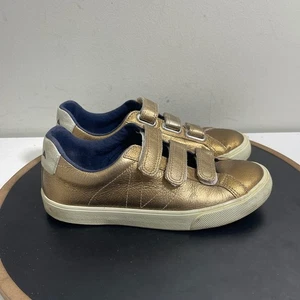 Veja Schuhe Esplar Damengröße 6 goldfarbene Leder-Sneaker niedriger Klettverschluss - Bild 1 von 11