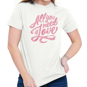 All You Need Is Love Cute Valentine's Day Womens Graphic Crewneck T Shirt Tee - Picture 1 of 9