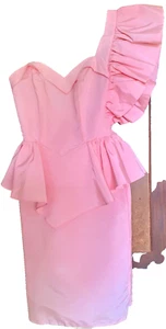 Pink Party Dress Sz 5 One Shoulder Steppin' Out Cocktail Dress - Picture 1 of 6