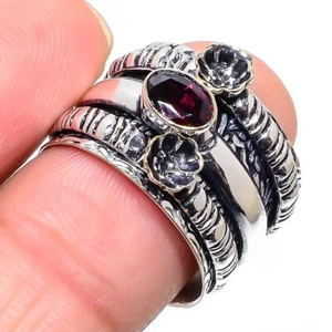 Purple Amethyst Gemstone Handmade 925 Sterling Silver Jewelry Ring Size 8(US) - Picture 1 of 1