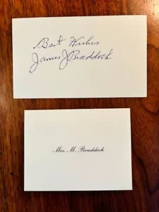 Pristine "Cinderella Man" JAMES J BRADDOCK Signed Card & Wife's Historical note - Picture 1 of 4