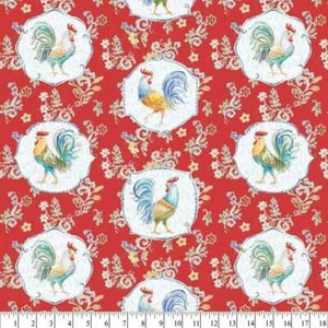 Rooster Ditsies  Cotton Sewing Fabric By The Half Yard  - Picture 1 of 1