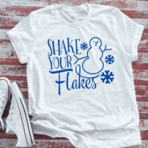 Shake Your Flakes, Winter, Unisex White Short Sleeve T-shirt - Picture 1 of 2