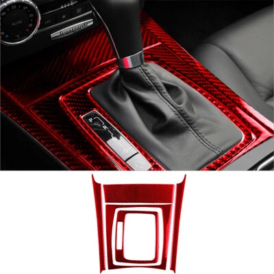 5Pcs Red Carbon Fiber Gear Shift Cover Trim For Mercedes-Benz C-Class W204 - Image 1 of 4