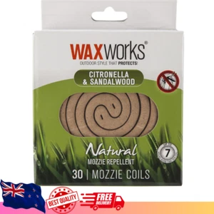 Waxworks Citronella And Sandalwood Mosquito Repellent Coil Oil 30 Pack Pleasant - Picture 1 of 12