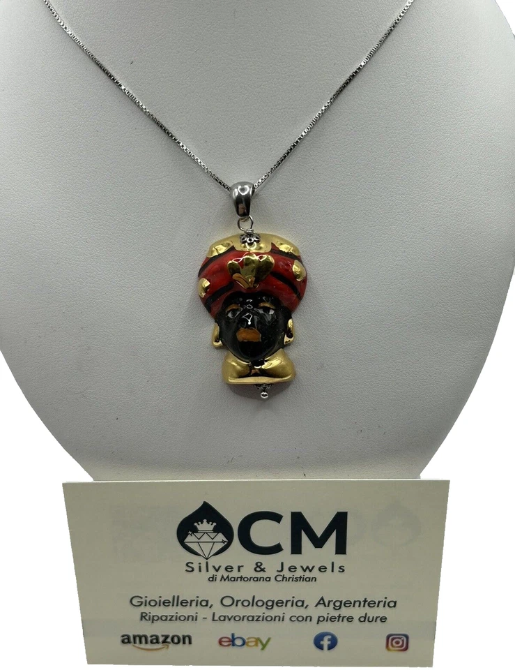 Collana in argento con pendente in ceramica è oro zecchino - Immagine 1 di 3