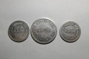Lote de 3 fichas Okinawa Kaon buenas por $1.00 .25 Kadena Airmens Open Mess - Imagen 1 de 6