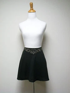 ANTHROPOLOGIE SILENCE + NOISE Black Full Skater Skirt with Studs Size S - Picture 1 of 6