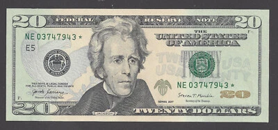 $20 STAR FEDERAL RESERVE NOTE 2017 RICHMOND (NE03747943*), UNC - Image 1 of 2