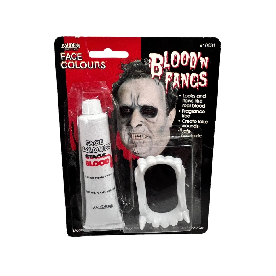 Kit de Sangre y Colmillos para Disfraz de Halloween Colores de Cara Zauders Hecho en Estados Unidos De Colección Foto 1 de 2