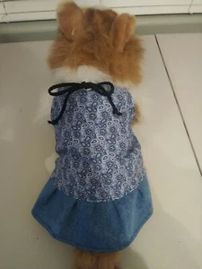 Dog Dress - Blue & White Paisley - SM - Picture 1 of 7